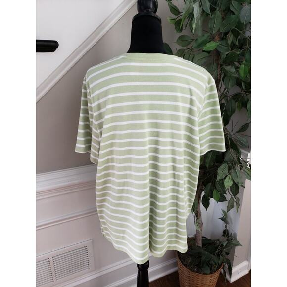 Alfred Dunner Top Women's Size X-Large Mint Green Cotton Sort Sleeves V-Neck - Picture 9 of 12